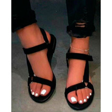 Cheetah Print Ankle Strap Sandals - black