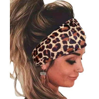 Cheetah Print Elastic Yoga Sport Wide Headband - Leopard