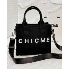 ChicMe Print Canvas Small Tote Bag - black