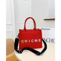 ChicMe Print Canvas Small Tote Bag - red