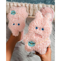 Christmas Cartoon Rabbit Fluffy Slippers - pink