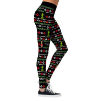 Christmas Fair Isle Pattern Print Leggings - black