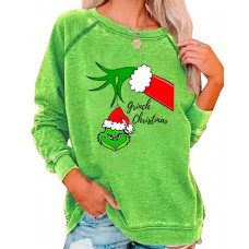 Christmas Graphic Stole Print Long Sleeve Sweatshirt - green