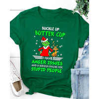 Christmas Letter Graphic Print T-shirt - green