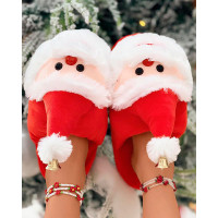 Christmas Santa Non Slip Fuzzy Slippers - red