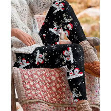 Christmas Tree Snowflake Elk Print Leggings - style1