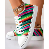 Cinco De Mayo Colorblock Raw Hem Lace-up Canvas Sneakers - Multicolor