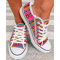 Cinco De Mayo Contrast Leopard Print Colorblock Canvas Sneakers - hot pink