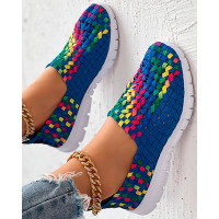 Colorblock Braided Slip-on Sneakers - blue