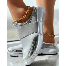 Colorblock Breathable Sneakers Casual Mules - gray