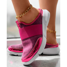 Colorblock Breathable Sneakers Casual Mules - hot pink