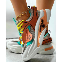 Colorblock Fashionable Platform Muffin Sneakers - orange