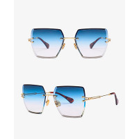 Colorblock Flexible Metal Frame Sunglasses - blue