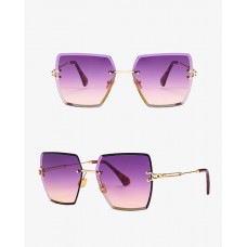 Colorblock Flexible Metal Frame Sunglasses - purple