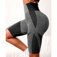 Colorblock High Waist Active Shorts - Dark grey