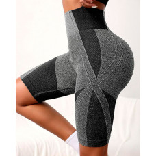 Colorblock High Waist Active Shorts - Dark grey