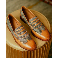 Colorblock Hollow Out Oxfords Shoes - brown