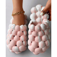 Colorblock Non Slip Soft Bubble Slippers - white&pink