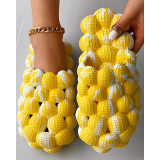 Colorblock Non Slip Soft Bubble Slippers - white&yellow