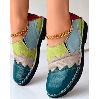 Colorblock Slip On Slit Detail Casual Loafers - blue