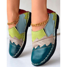 Colorblock Slip On Slit Detail Casual Loafers - blue