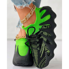 Comfort Colorblock Lace-up Octopus Sneakers - black&green