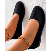 Comfortable Knit Casual Loafers - black