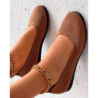 Comfortable Knit Casual Loafers - brown