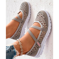 Contrast Lace Slip-on Casual Sneakers - gray