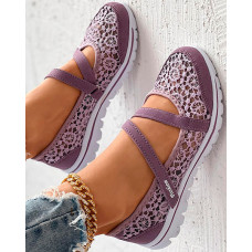 Contrast Lace Slip-on Casual Sneakers - purple