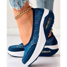 Contrast Lace Slip-on Sneakers - purplish blue