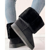 Contrast Piping Lined Snow Boots - black