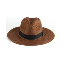 Contrast Tape Straw Hat - coffee