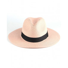 Contrast Tape Straw Hat - pink