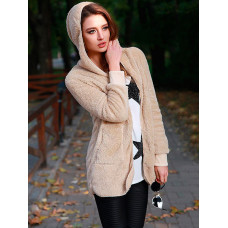 Cozy Pocket Design Fluffy Hoodie Oversized Coat - white,khaki,coffee,black,dark blue