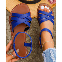 Crisscross Ankle Strap Summer Beach Sandals - blue