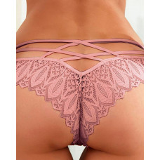 Crisscross Back Crochet Lace Panty - pink