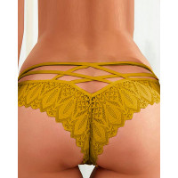 Crisscross Back Crochet Lace Panty - yellow