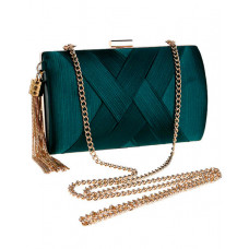 Crisscross Chain Strap Evening Clutch Bag - green