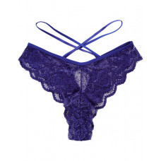 Crisscross Crochet Eyelash Lace Panty - blue