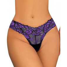 Crochet Lace Sheer Mesh Panty - purple