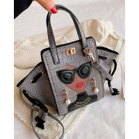 Crocodile Figure Pattern Bucket Handbag - gray