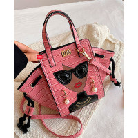 Crocodile Figure Pattern Bucket Handbag - pink