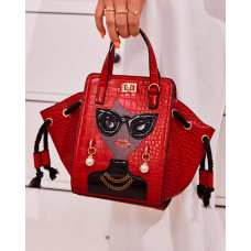 Crocodile Figure Pattern Bucket Handbag - red