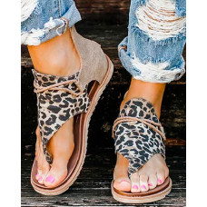 Cut Out Flat Sandals - Leopard