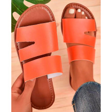 Cutout Casual Summer Beach Slippers - orange