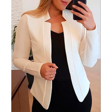 Cutout Design Long Sleeve Blazer Coat - white