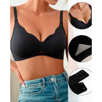 Cutout Seamless Asymmetrical Wireless Bra - black