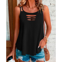 Double Strap Ladder Cutout Top - black