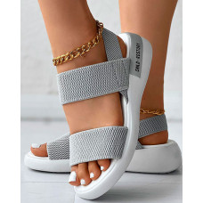 Double Strap Slingback Non Slip Sandals - gray